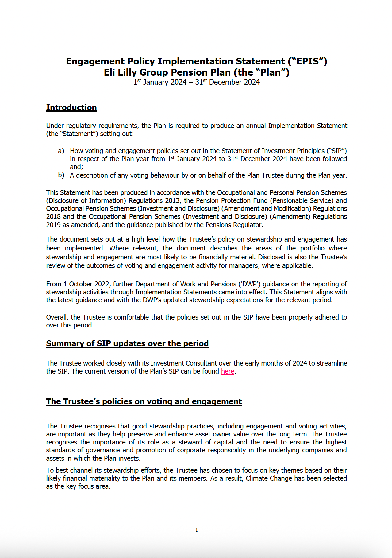 Implementation Statement Implementation Statement